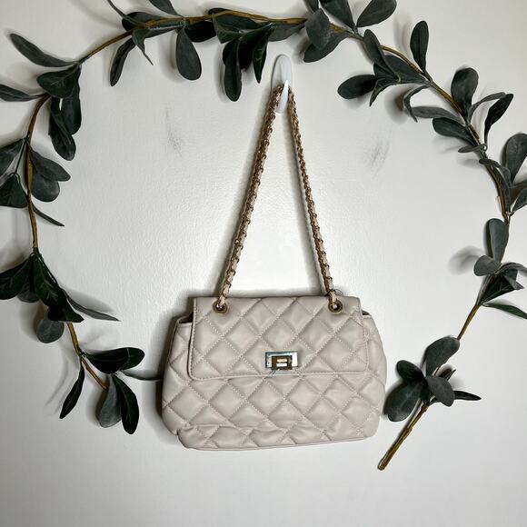NWT Forever 21 Cream and Gold Chain Purse - Picture 1 of 7
